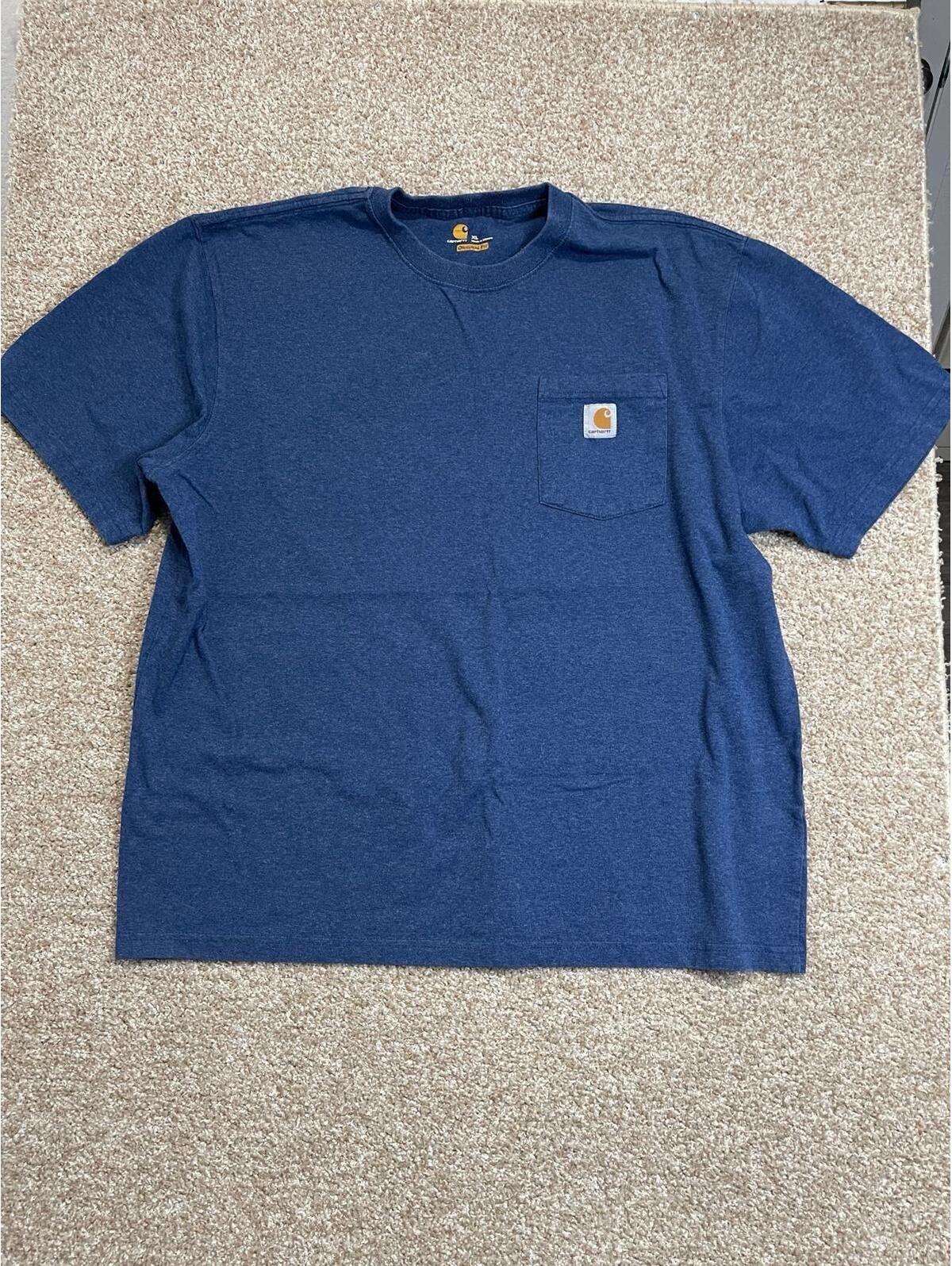 Y2k Carhartt Men’s Original Fit Pocket Tee Shirt Size Xl Large Blue